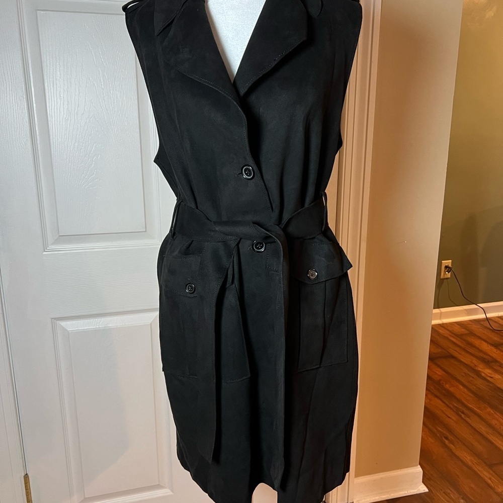 Banana Republic Exaggerated Collar Faux Suede Vest, BLACK SIZE S #803441 X0702H - Picture 6 of 13